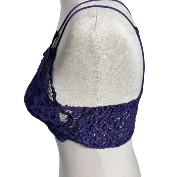 Free People FP One Purple Crochet Bralette S/M Boho Festival Y2K Fairycore - Picture 4 of 5